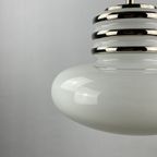 Mid-Century White Glass And Chrome Pendant Lamp By Leclaire & Schäfer 1970 thumbnail 10