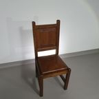 6 X Brutalist Solid Oak Chairs Mid Century thumbnail 8