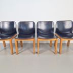 Set 4 Zwart Leer Eetkamerstoelen Afra & Tobia Scarpa '70 thumbnail 3