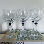 6X Wijnglas Donkerblauw Bolletje Vintage thumbnail 3