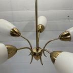 Vintage Sputnik Lamp, 4 Messing Armen En Melkglazen Kappen. - M29 thumbnail 8