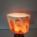 Vintage '60-70s Style' Glazen Tafellamp Geel Oranje Vlam/swirlmotief thumbnail 5