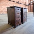 Set Van 2 Vintage Industriële Ladekasten / Nachtkastjes thumbnail 4