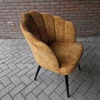 Schelp Fauteuil Oker Goud Kleurige Retro Stoel thumbnail 5