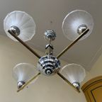 Lamp Art Deco 1930 Modernistisch 4 Arms Matglazen Schalen thumbnail 4