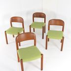 Set 4 Deense Massief Teak Vintage Eetkamerstoelen 'harte Skov' Vintage New Upholstery thumbnail 4