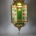 Arabian Hanging Pendant - Green Etched Glass And Tin thumbnail 3