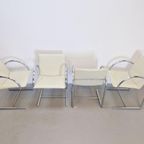 4 X Vintage Metaform Cirkel Rvs Stoel Nieuw Leer Japandi '80 thumbnail 10