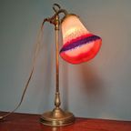 Art Deco Bureaulamp In Messing En Gesatineerd Glas, 1920-30 thumbnail 6