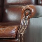 Vintage Schapenleren Oorfauteuil Met Een Heerlijk Zitcomfort En Een Mooi Patina thumbnail 3