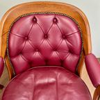 Set Vintage Wijnrode Chesterfield Fauteuils thumbnail 14