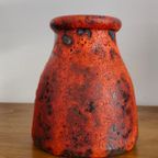 Vintage Fatlava Keramiek Vaas Vaasje Oranje Rood Paars thumbnail 9