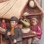 Schitterend Kleurrijk Gebakken Vintage Wandbord In Relief thumbnail 4