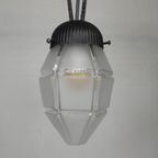 Art Deco Hanglamp Met Zeshoekige Glazen Kap, Jaren 30 thumbnail 14