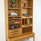 Scandinavisch Vintage Eiken Fineren Boekenkast thumbnail 3