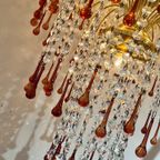 Xxl Murano Teardrop Kroonluchter Hanglamp Vintage Goud Frame thumbnail 3