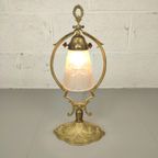 Bronzen Tafellamp Met Art Deco Persglas thumbnail 3