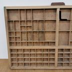 Brocante, Bruine Antieke Houten Letterbak, Wanddecoratie L thumbnail 5