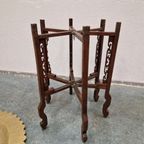 Antieke Bijzettafel Theetafel Koperen Bladen Inklapbaar thumbnail 19