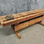 Antieke Werkbank Sidetable Keukeneiland 19E Eeuws 250 Cm thumbnail 10