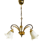 Mid-century Driearmige Kroonluchter Palmbladeren Hollywood Regency 1970’s thumbnail 2