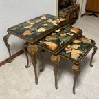 Vintage Nesting Tables / Mimiset Met Onyx Bladen Regency Stijl thumbnail 5
