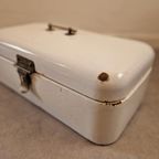 Vintage Witte Emaille Brooddoos Broodtrommel Bak thumbnail 2
