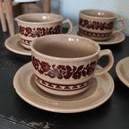 Vintage Kop En Schotel Bruin Bloemen 5X thumbnail 3