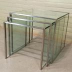 Vintage Glas En Chrome Mimiset Nesting Tables thumbnail 14