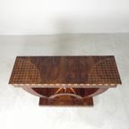 Art Deco Stijl Consoletafel Met Verschillende Soorten Ingelegd Hout thumbnail 6
