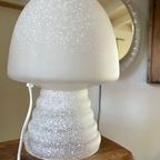 Hb Glas Mushroomlamp Gespikkeld Wit , Mat / Satijn Jaren 60-70 Design Glazen Lamp thumbnail 5