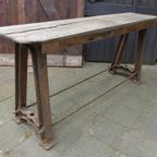 Prachtige Vintage Industrie Sidetable Tafel thumbnail 6