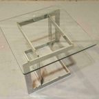 Vintage Chrome En Glas Bijzettafel Salontafel Sidetable thumbnail 10