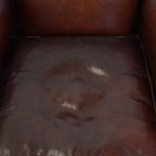 Karkatervolle Vintage Schapenleren Armchair/ Fauteuil Met Warme Kleuren En Een Mooi Patina thumbnail 7