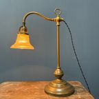 Staande Messing Piano Lamp Met Holophane Glazen Kapje thumbnail 8