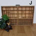Brocante, Bruine Antieke Houten Letterbak, Wanddecoratie J thumbnail 2