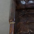 Stijlvolle Vintage Jaren ’70 Design Fauteuil Gemaakt Van Hout, Leer En Webbing thumbnail 7