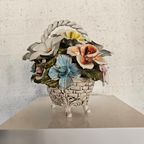 Bassano Ceramics Basket With Flowers, Italy 1950s thumbnail 8