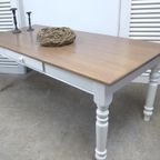 Prachtige Witte Landelijke Eettafel 190 Bij 88 Cm thumbnail 6