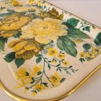 Fifties Vintage Dienblad Glasvezel Serveerblad Bloemen thumbnail 6