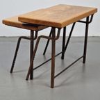 2 Brutalist Bijzettafel Nesting Tables Mimiset Eiken Metaal thumbnail 15