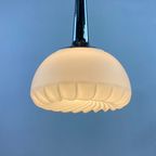 Rare White Swirl Glass And Chrome Pendant Light By Peill & Putzler thumbnail 3