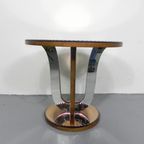 Art Deco Koffietafel Met Spiegelglas En Notenfineer thumbnail 5