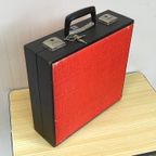 Rood Zwarte Lp Koffer Vinyl Opberger thumbnail 2