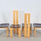 4 Vintage Beuken Leer Eetkamerstoelen Pietro Costantini Ello thumbnail 4