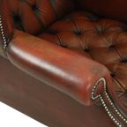 Oude Chesterfield Zetel Bruin Leder Wingchair Oorfauteuil thumbnail 12