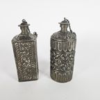 Antieke Flacons (2) - Repousse - Zilver - India - 2E Helft 20E Eeuw thumbnail 2