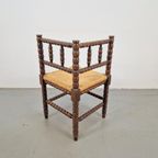 Vintage Bobbin Eiken Hout Hoekstoel Biezen ’50 Mid Century thumbnail 8