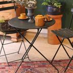 Vintage Donkergroene Metalen Bistroset thumbnail 6