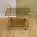 Vintage Serveerwagen Barcart Drankenwagen Trolley Messing thumbnail 11
